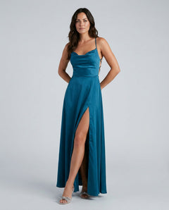 Tatum | Spaghetti Strap High Slit Evening Maxi Dress
