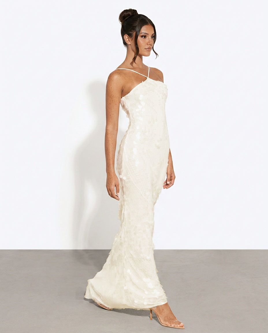 Rosa | Sequin Halter Neck Sleeveless Maxi Dress