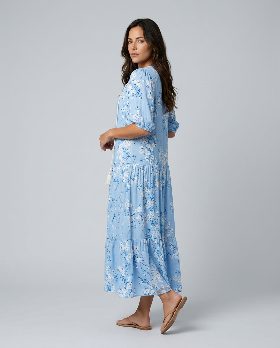 Noor | Floral Print V-Neck Maxi Dress