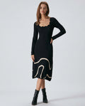 Freya | Wave Scalloped Knit Midi Dress
