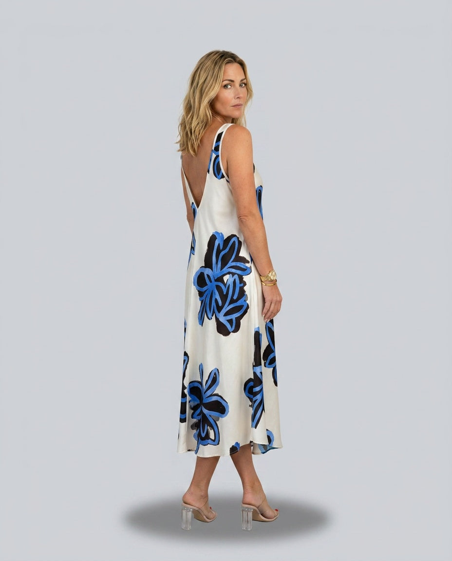 Nuria | Printed Spaghetti Strap Summer Maxi Dress