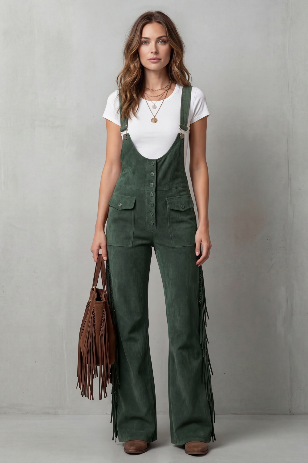 Valnera | Western Fringe Flared Overalls