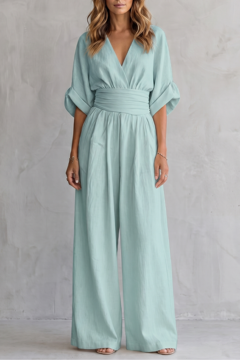 Valoria | Draped Waist Wide-Leg Jumpsuit