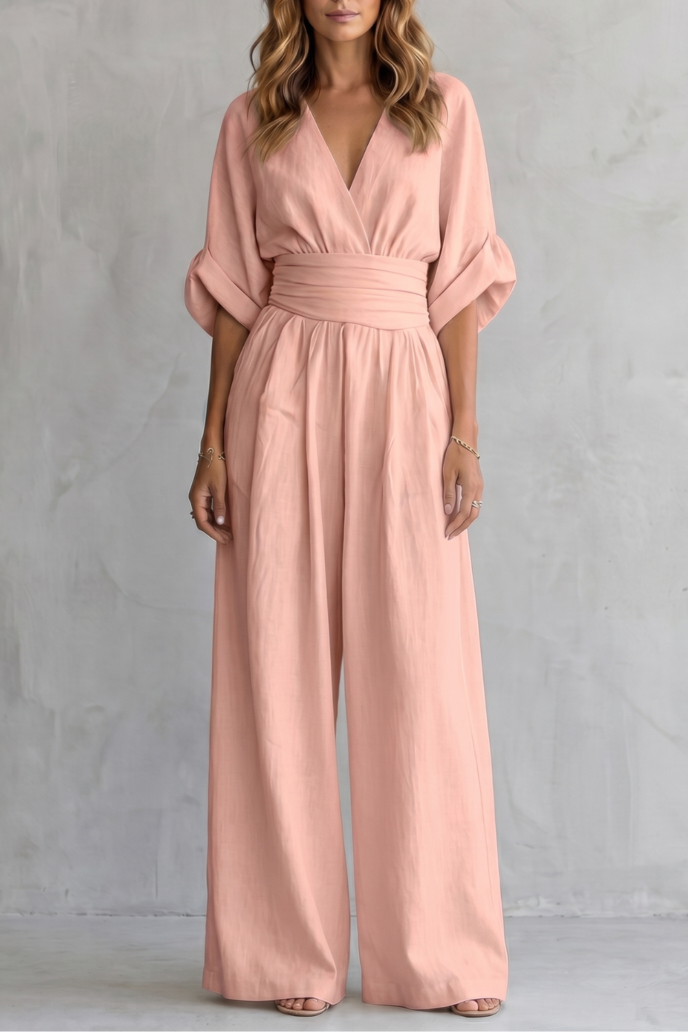 Valoria | Draped Waist Wide-Leg Jumpsuit