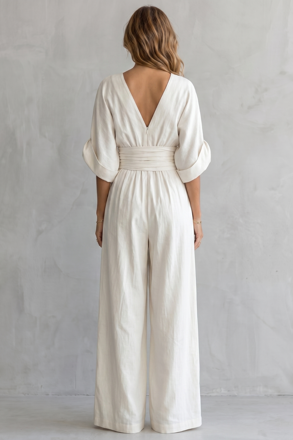 Valoria | Draped Waist Wide-Leg Jumpsuit
