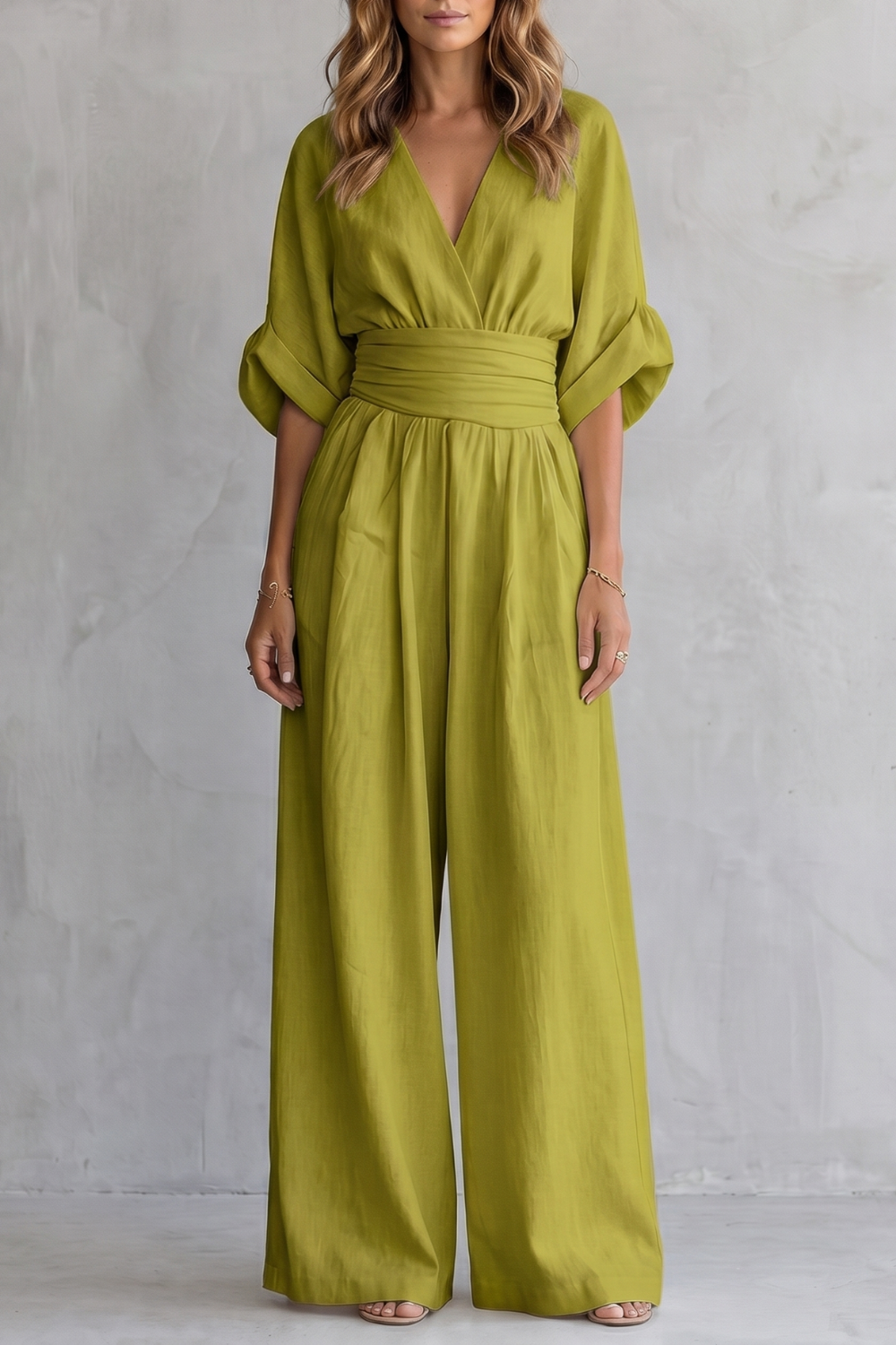 Valoria | Draped Waist Wide-Leg Jumpsuit