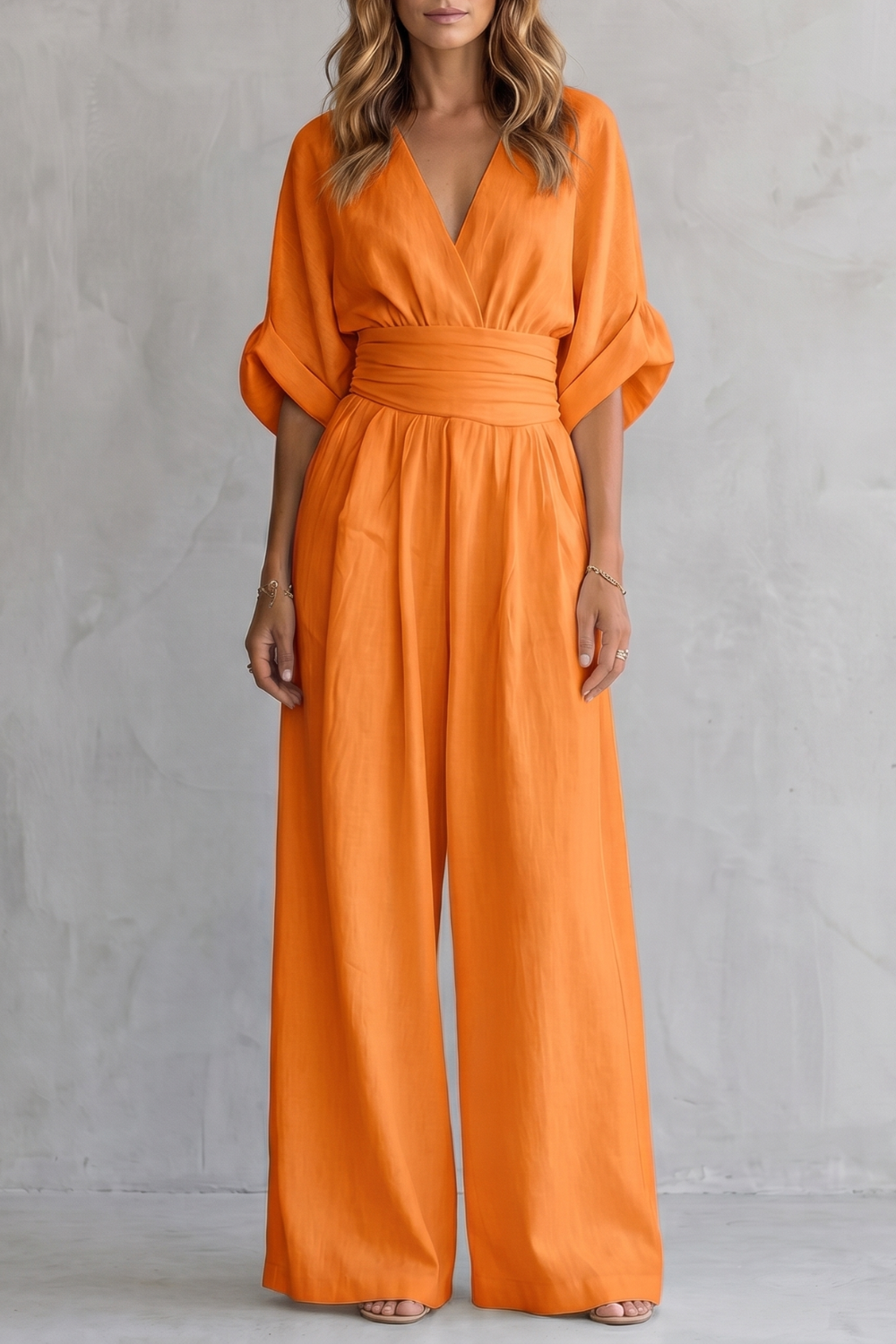 Valoria | Draped Waist Wide-Leg Jumpsuit