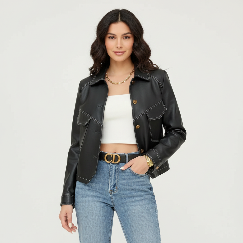 Lenara | Structured Vegan Leather Blazer