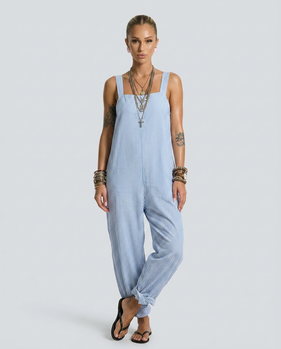 Marlo | Striped Square-Neck Sleeveless Jumpsuit