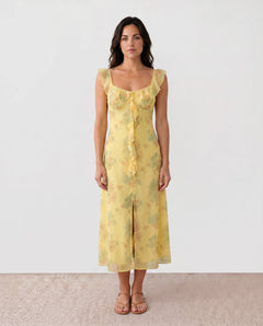 Celeste | Low Back Floral Wedding Guest Midi Dress
