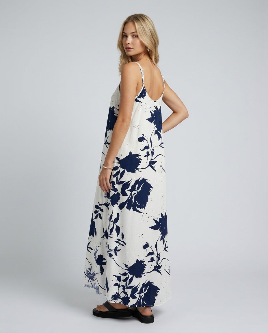 Sienna | Sleeveless Floral Cotton-Blend Midi Dress
