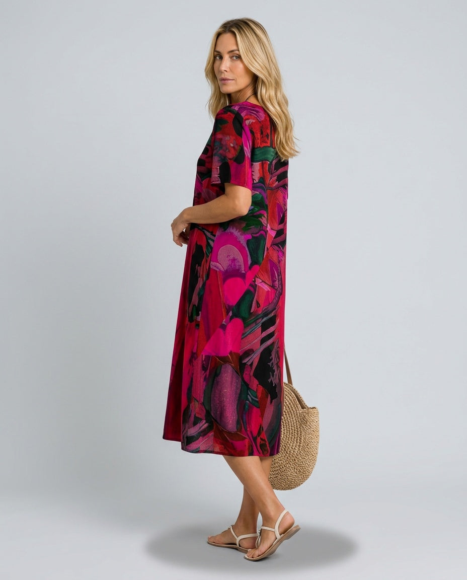 Elin | Relaxed Floral Print Midi Dress