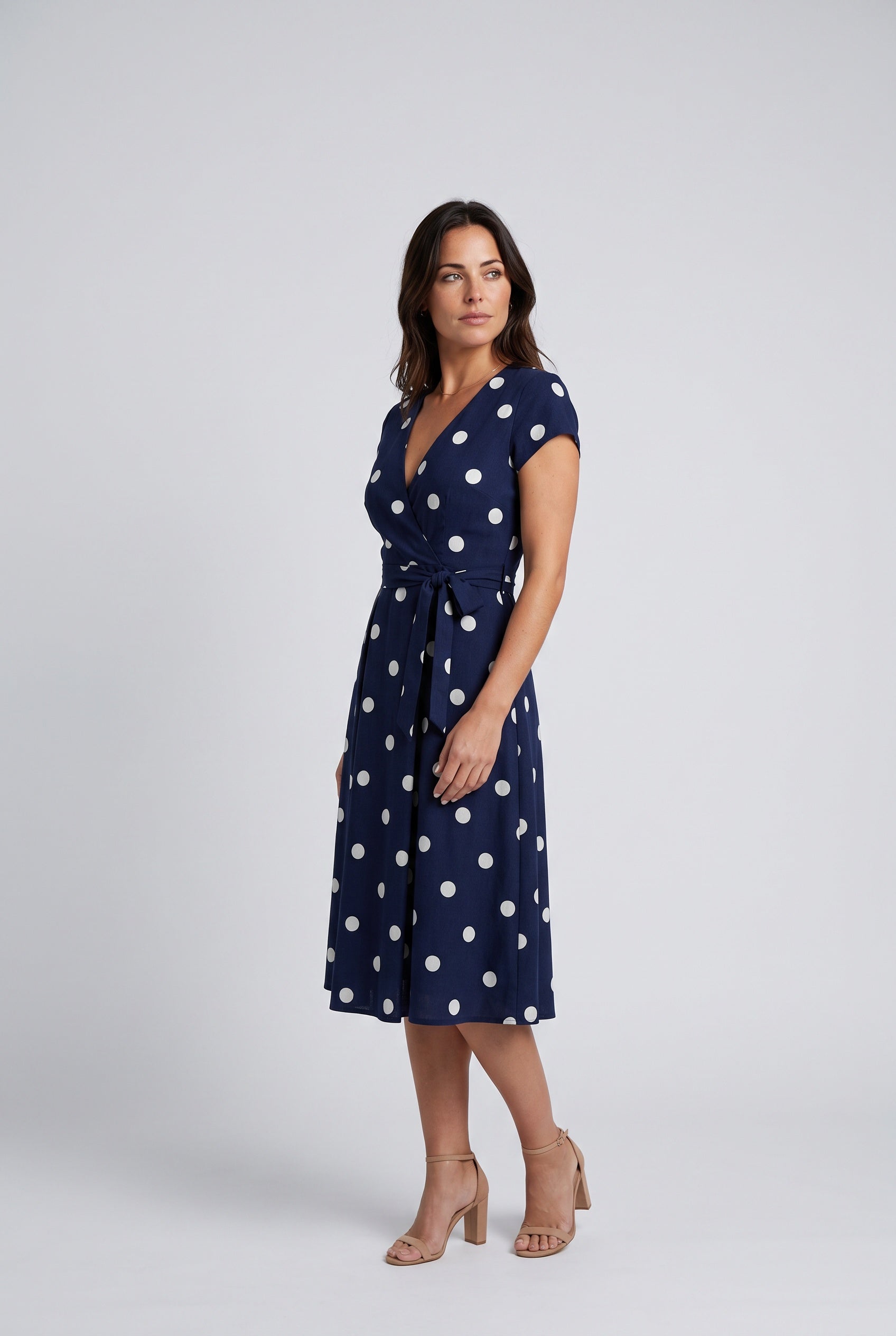 Xenia | Polka Dot Wrap Midi Dress