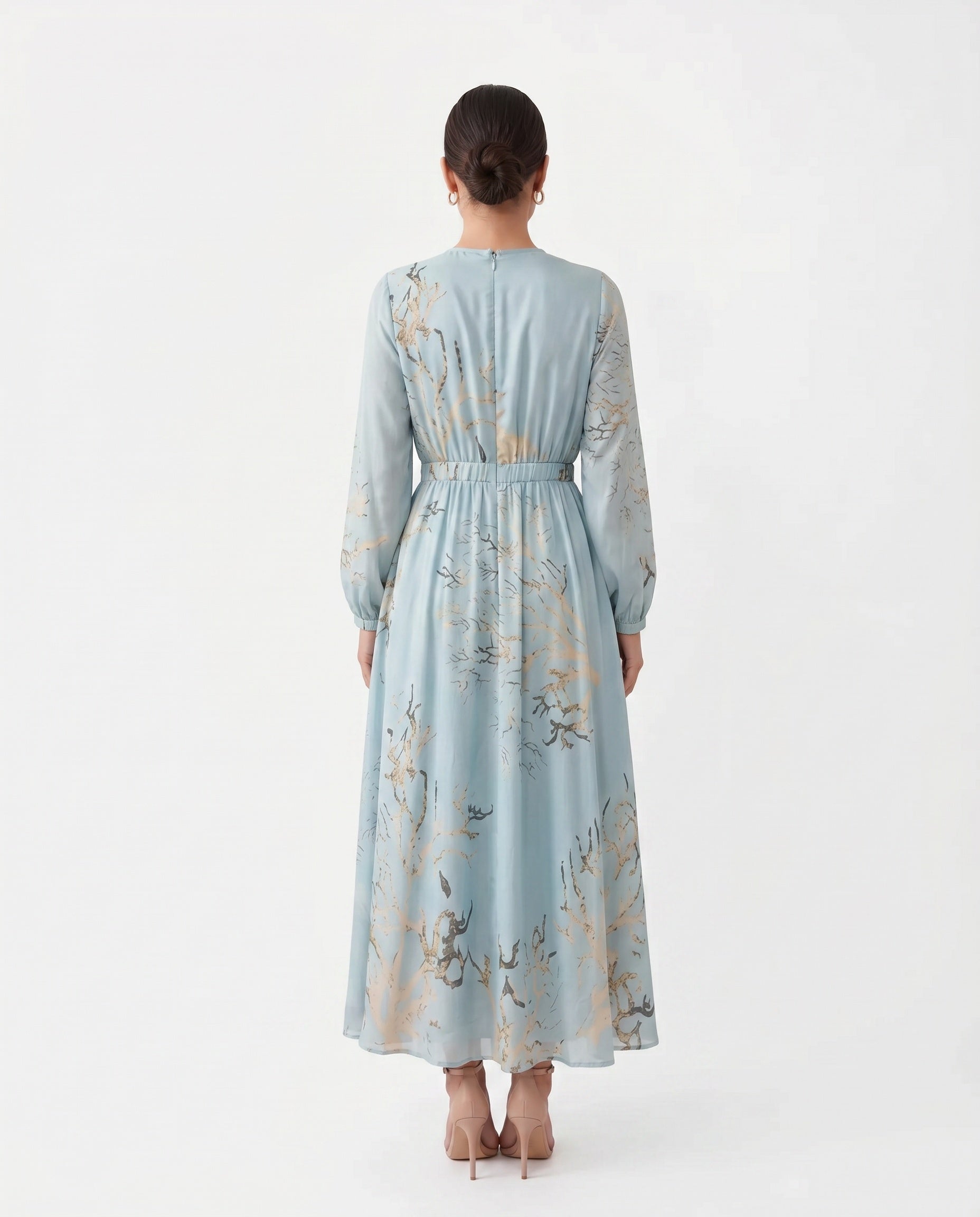 Saskia | Abstract Print Satin-Look Maxi Dress