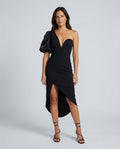 Avery | Asymmetric Plunge Neck Midi Dress