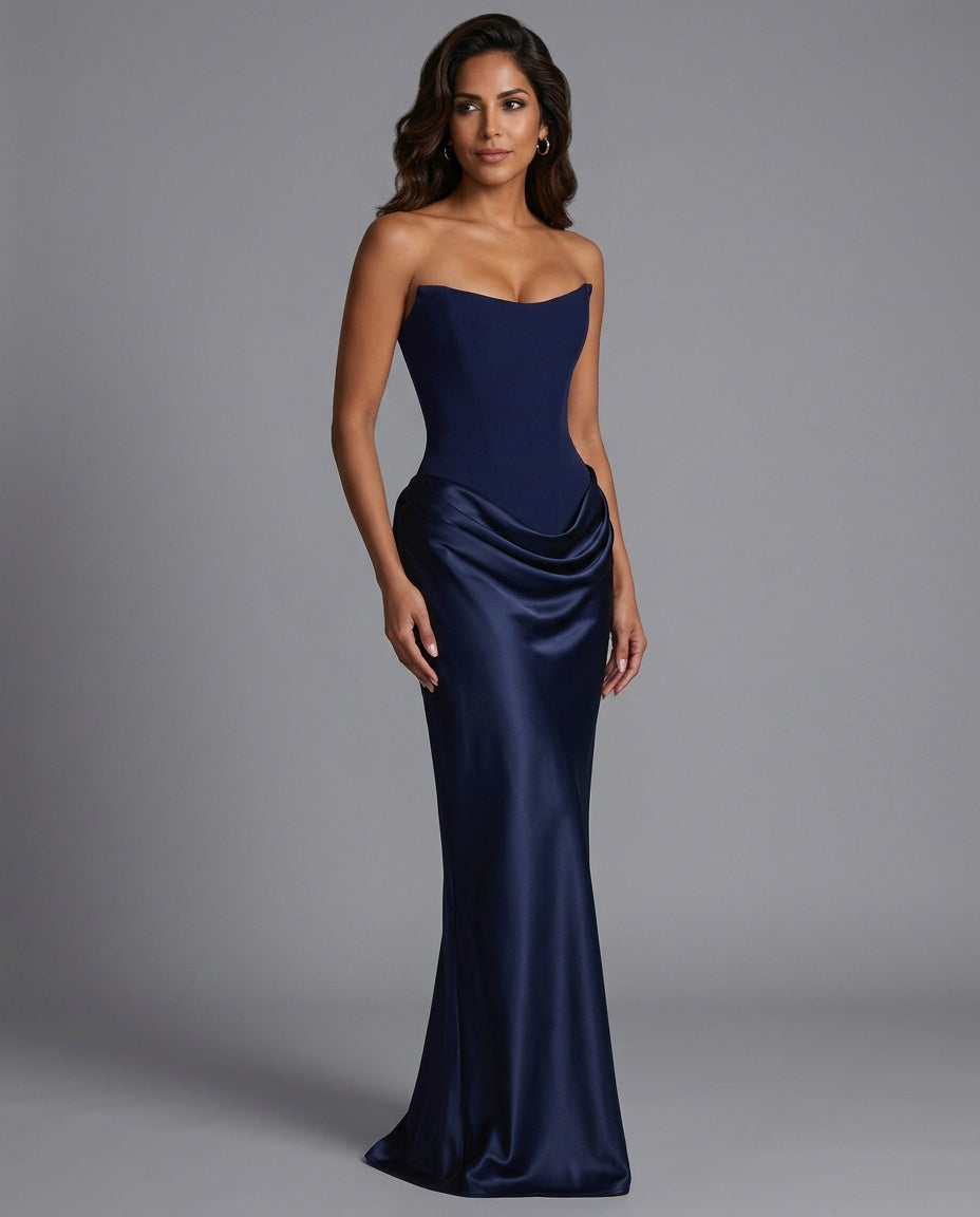 Seraphina | Satin Tie-Up Maxi Dress