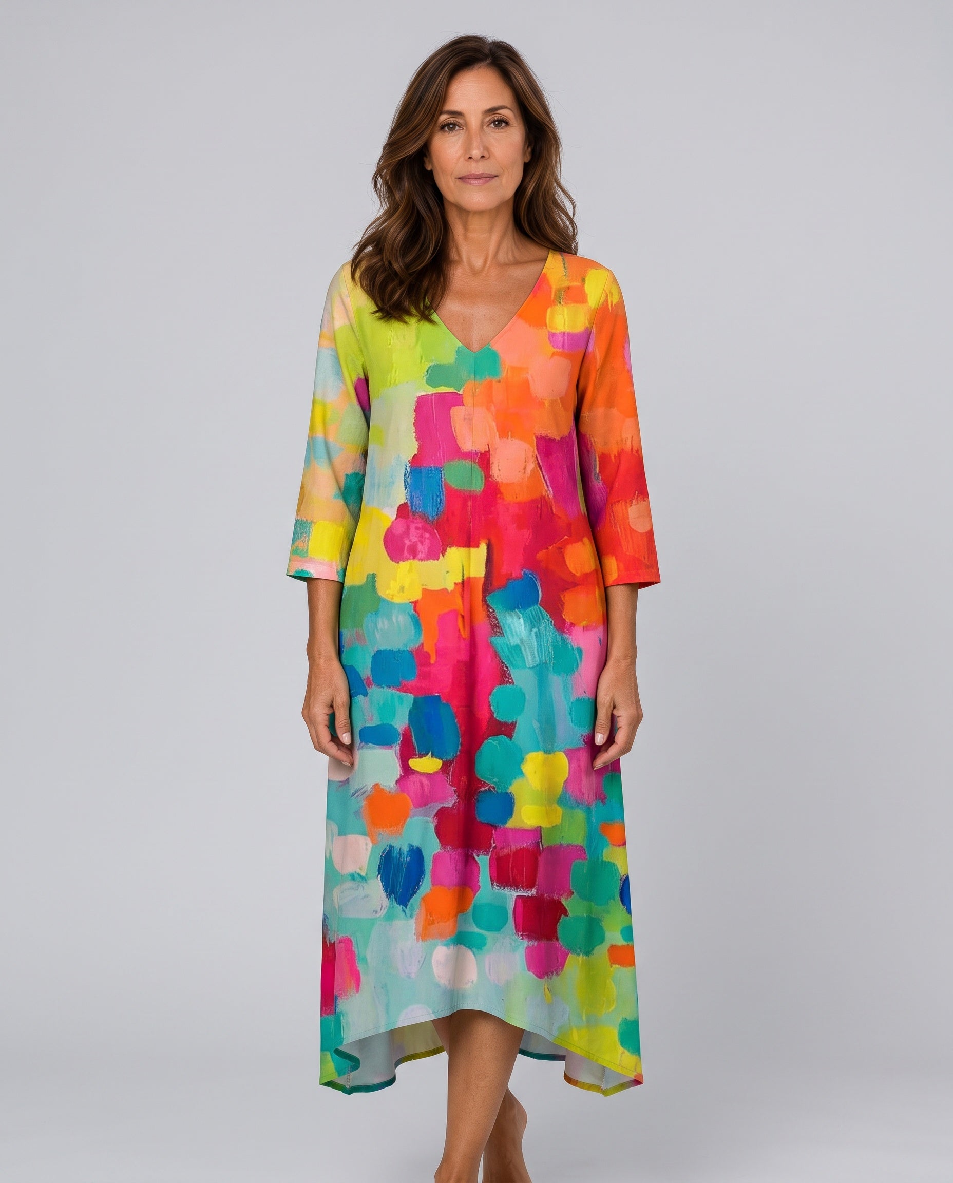 Mara | Abstract Print Multicolour Maxi Dress