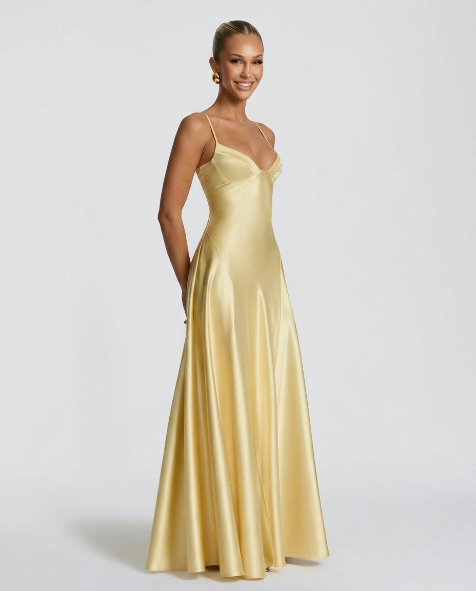 Mira | Ruched Spaghetti Strap Maxi Dress