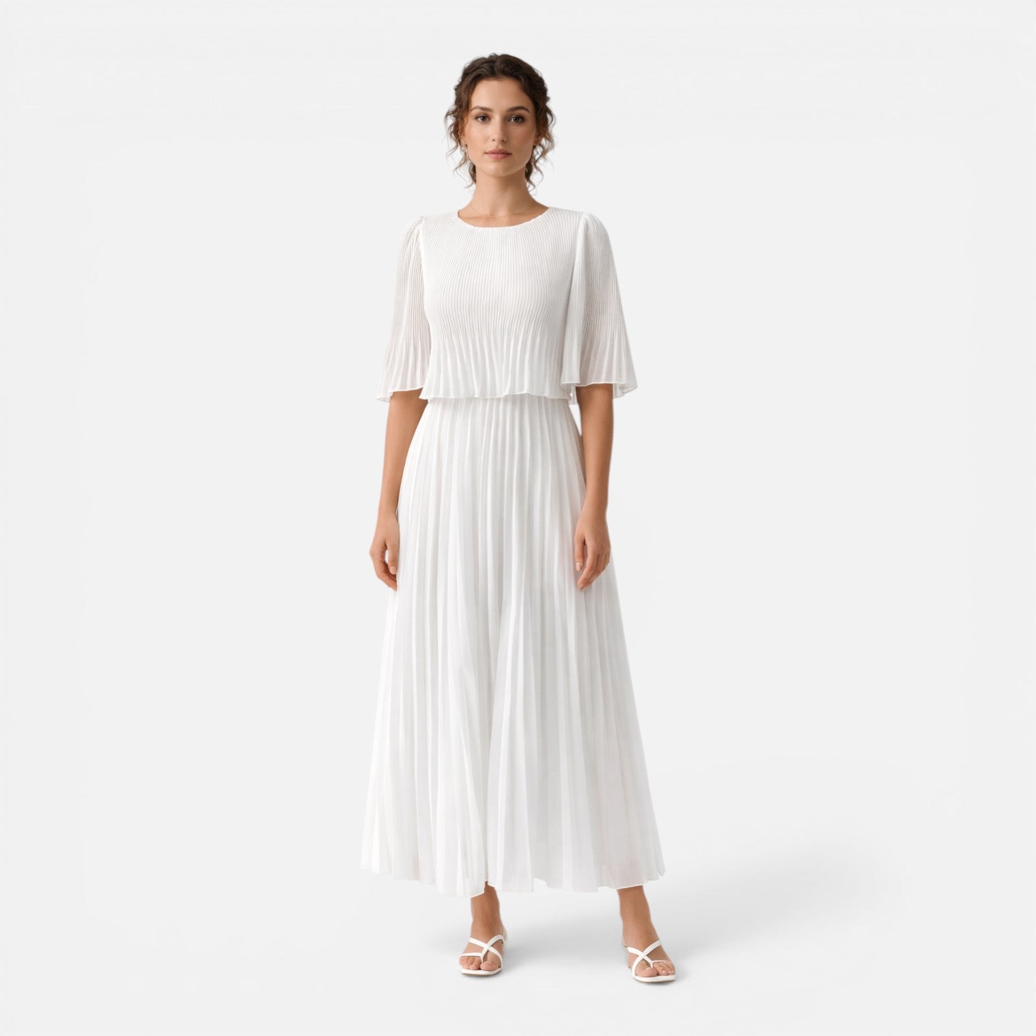 Lorena | Pleated Chiffon Wedding Guest Maxi Dress