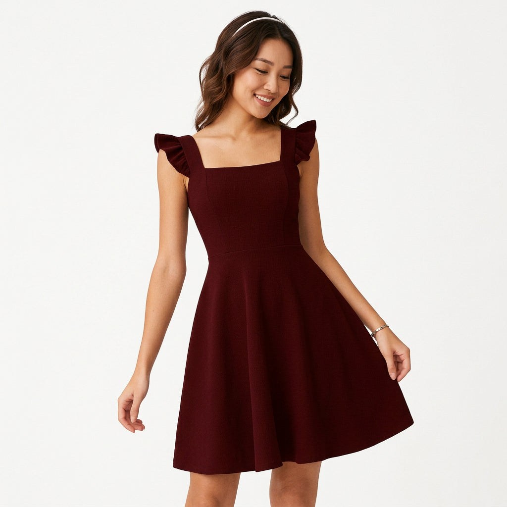 Isolde | Ruffle Strap Fit & Flare Mini Dress