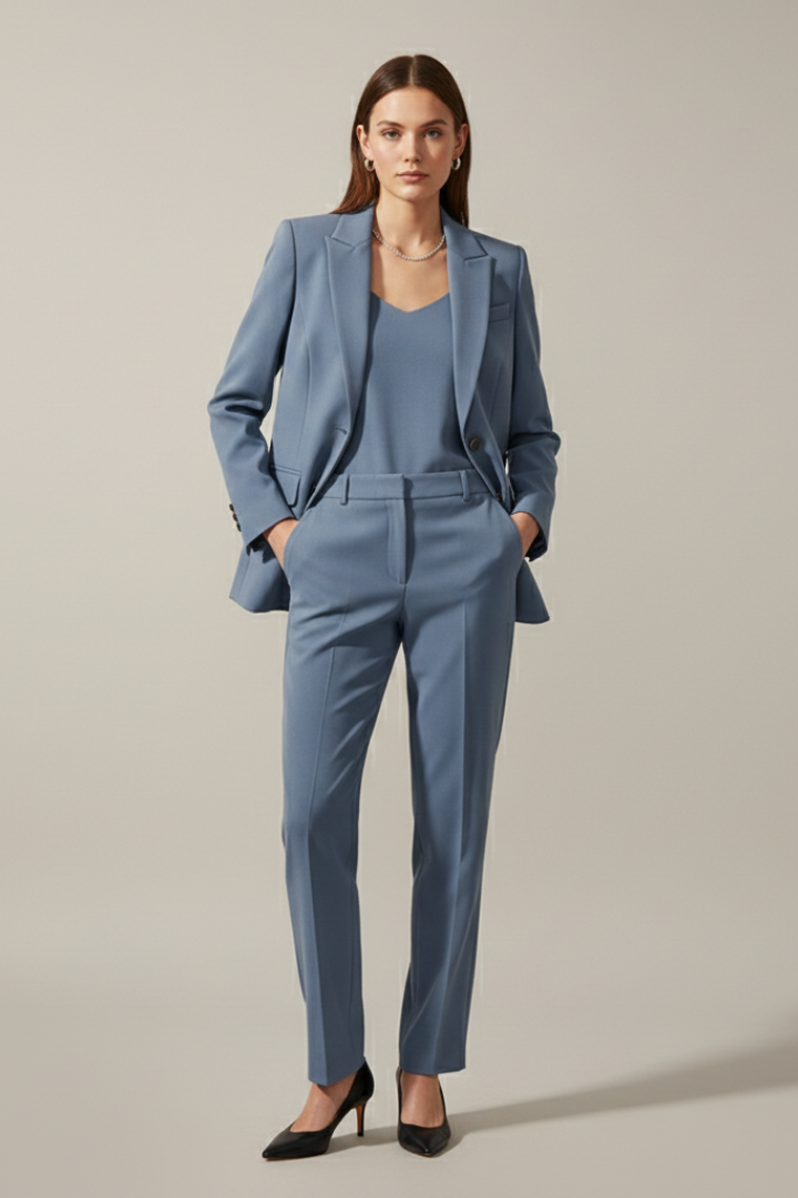 Isolde | Notched Lapel Blazer & Straight-Leg Trousers Set