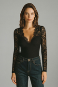 Mabel | V-Neck Lace Sleeve Blouse