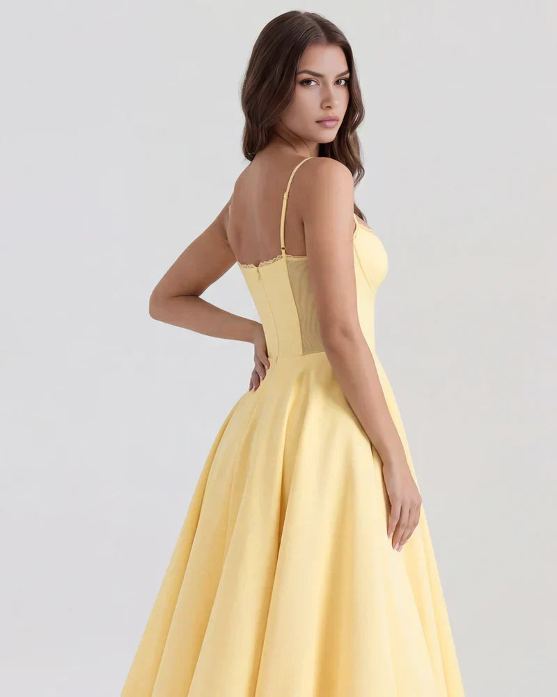 Adeline | Corset Bodice Tulle Midi Dress