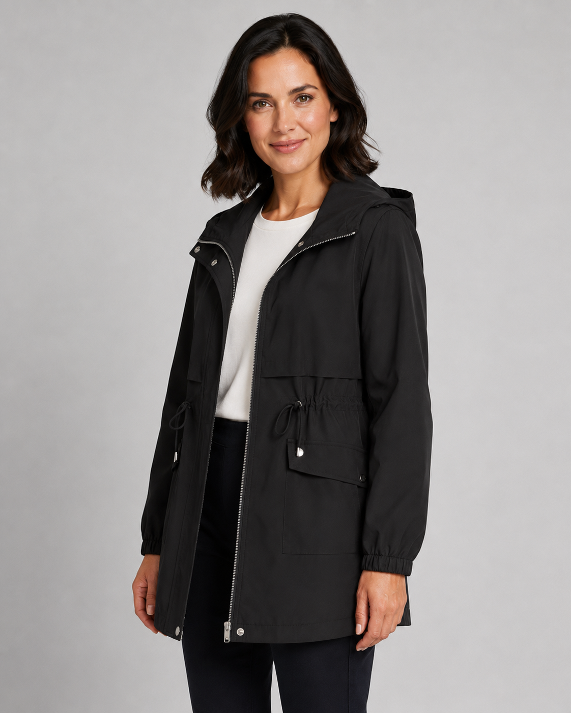 Beatriz | Hooded Drawstring Waist Trench Coat