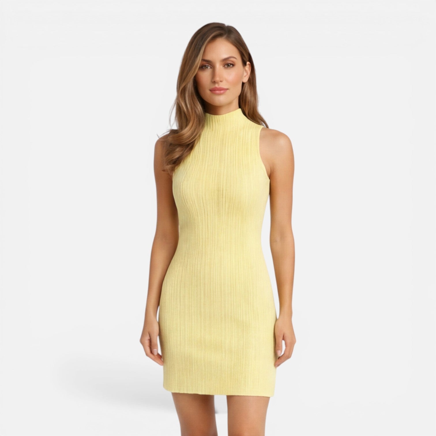 Kinsley | Sleeveless Mock Neck Knit Mini Dress