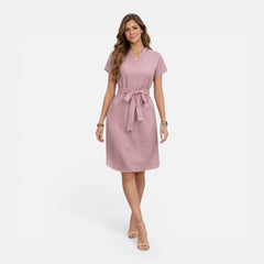 Georgia | Lightweight Belted V-Neck Midi Dress