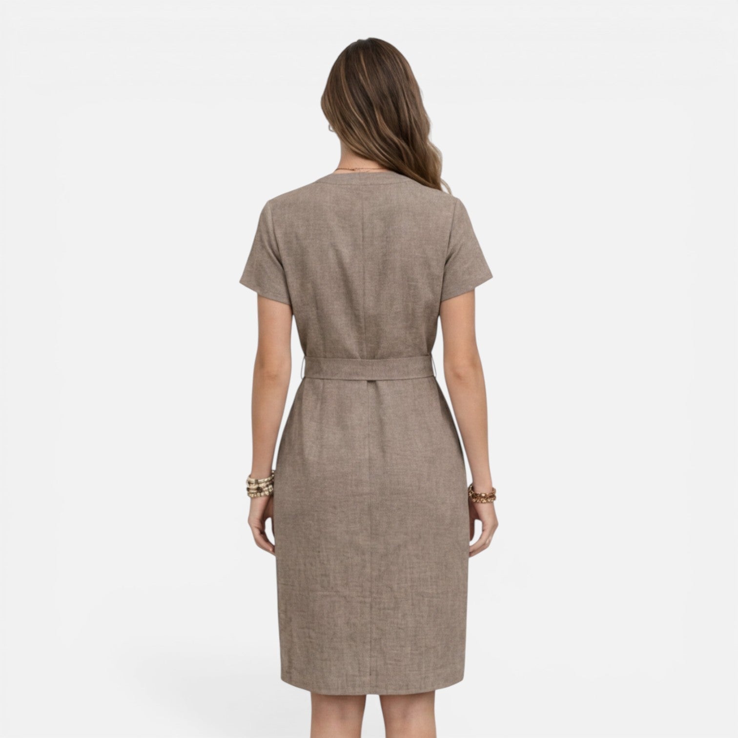 Georgia | Lightweight Belted V-Neck Midi Dress