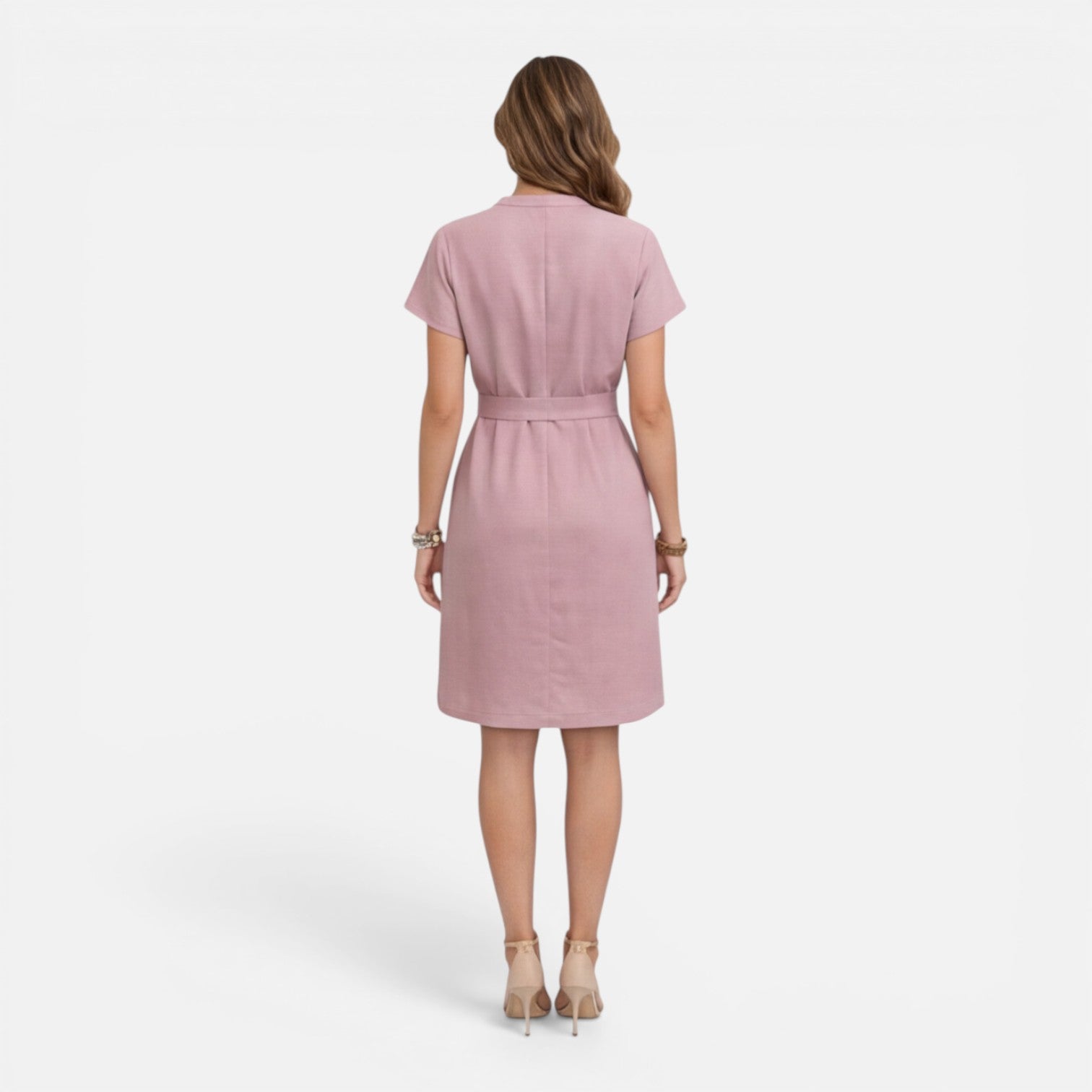 Georgia | Lightweight Belted V-Neck Midi Dress