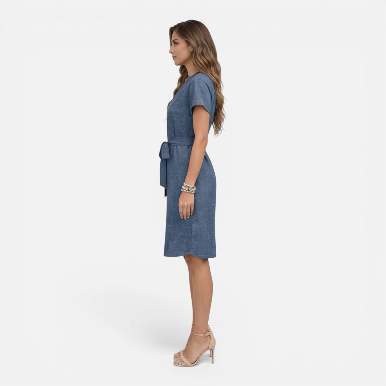 Georgia | Lightweight Belted V-Neck Midi Dress