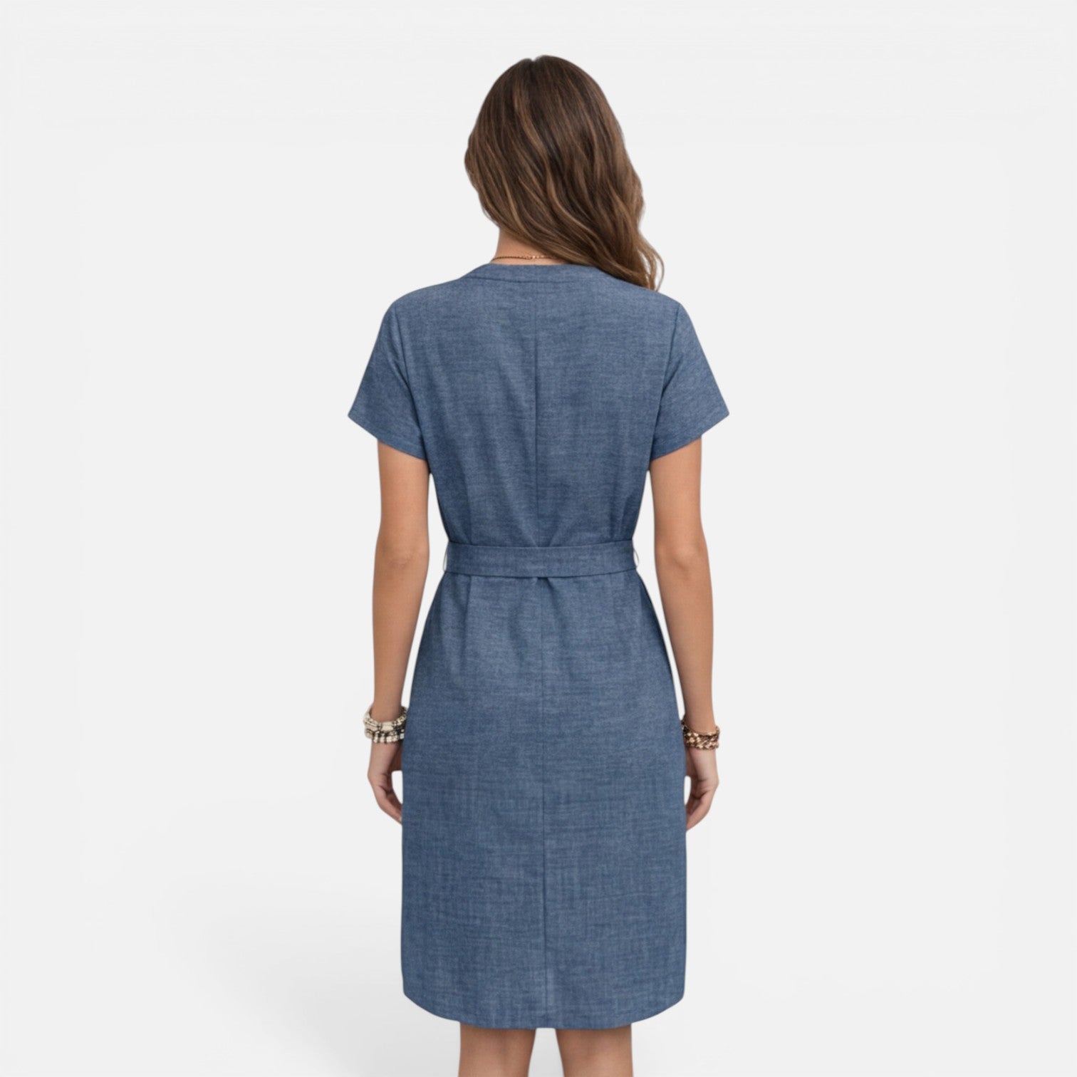 Georgia | Lightweight Belted V-Neck Midi Dress