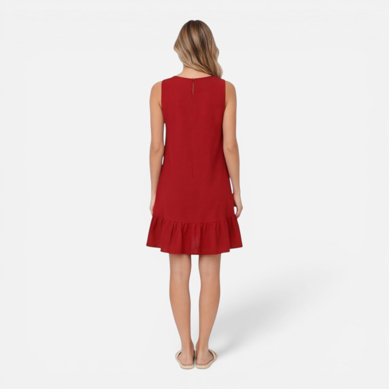 Elin | Sleeveless Ruffle Hem A-Line Midi Dress