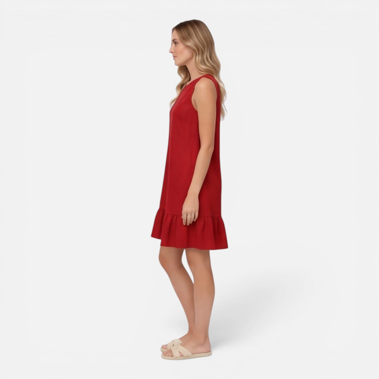 Elin | Sleeveless Ruffle Hem A-Line Midi Dress