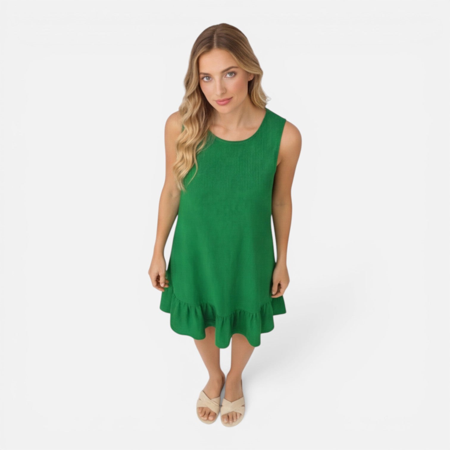Elin | Sleeveless Ruffle Hem A-Line Midi Dress