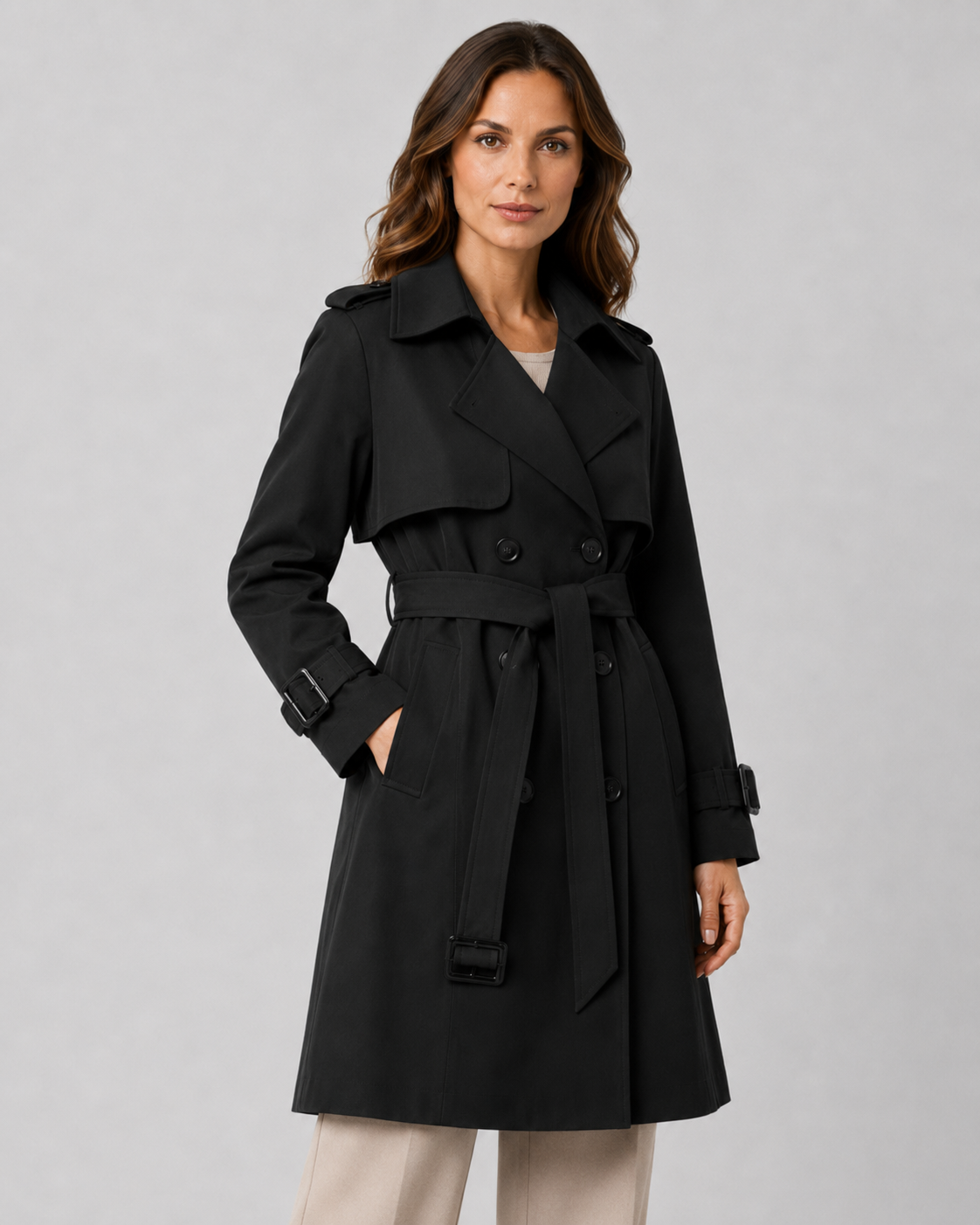 Ximena | Long Belted Trench Coat