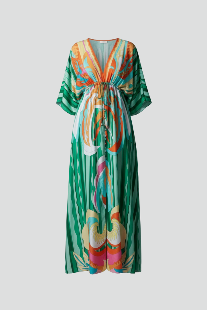 Josephine | Printed Batwing Tie-Waist Maxi Dress