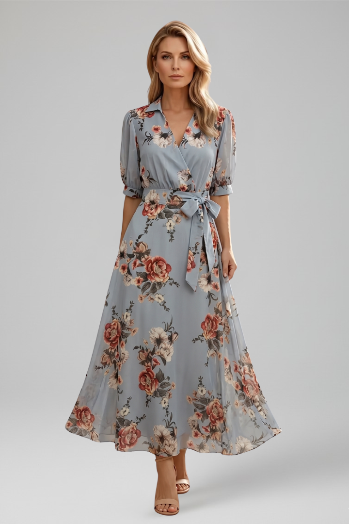 Liv | V-Neck Floral Midi Dress