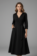 Xenia | V-Neck Long Sleeve Midi Dress