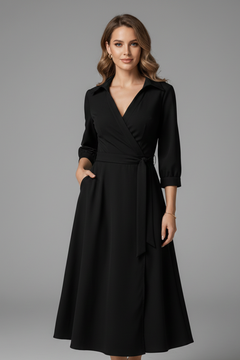 Xenia | V-Neck Long Sleeve Midi Dress