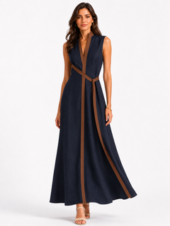 Belen | Sleeveless Stand Collar Midi Dress