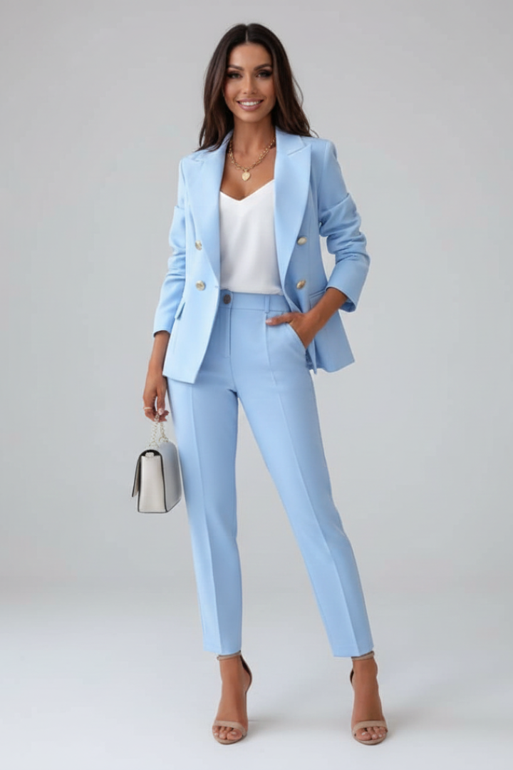 Greta | Buttoned Jacket & Straight-Leg Trouser Co-ord Set