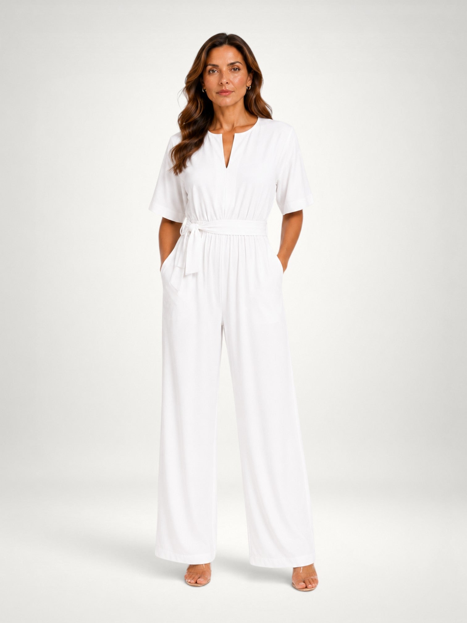 Ximena | Tie Waist Wide-Leg Jumpsuit