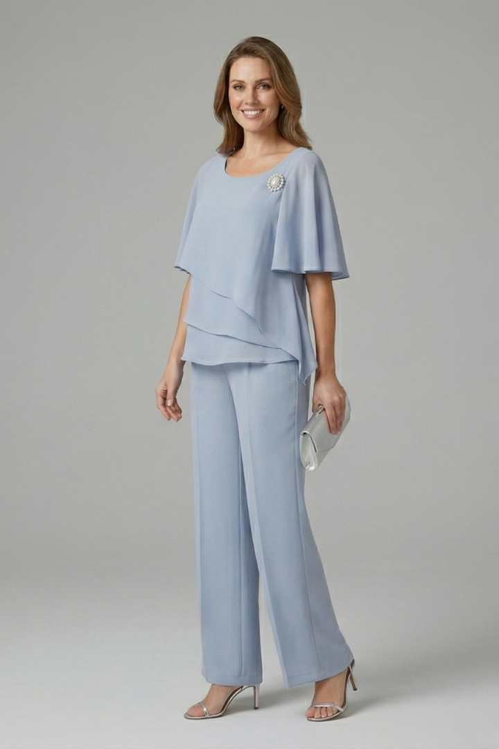 Ottilie | Layered Top & Straight-Leg Trousers Set