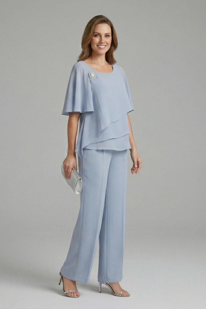 Ottilie | Layered Top & Straight-Leg Trousers Set