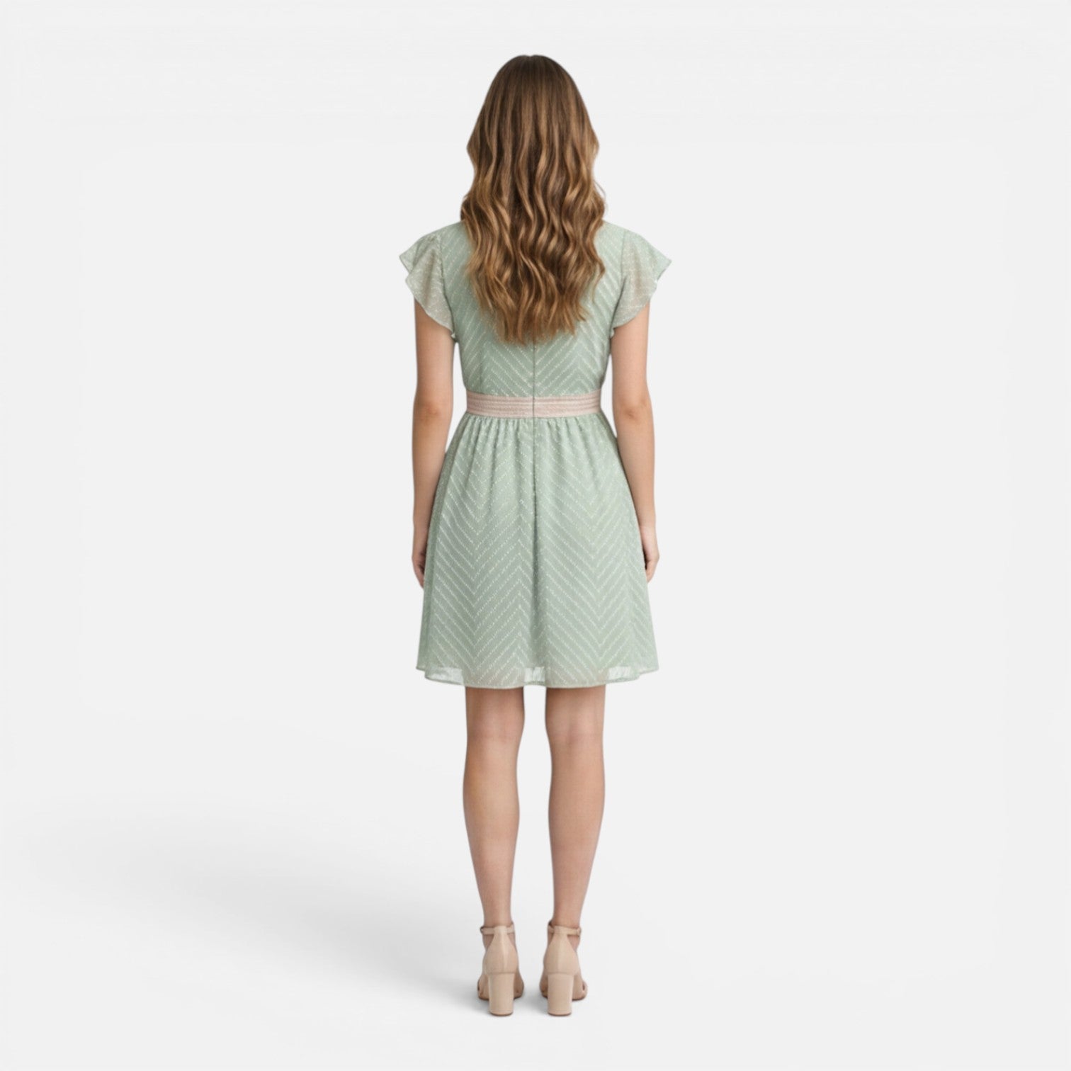 Seren | V-Neck Lace Waist A-Line Midi Dress