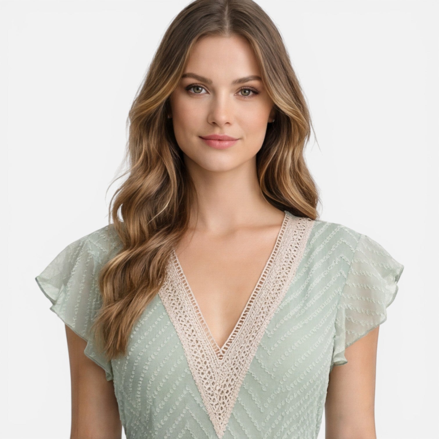 Seren | V-Neck Lace Waist A-Line Midi Dress