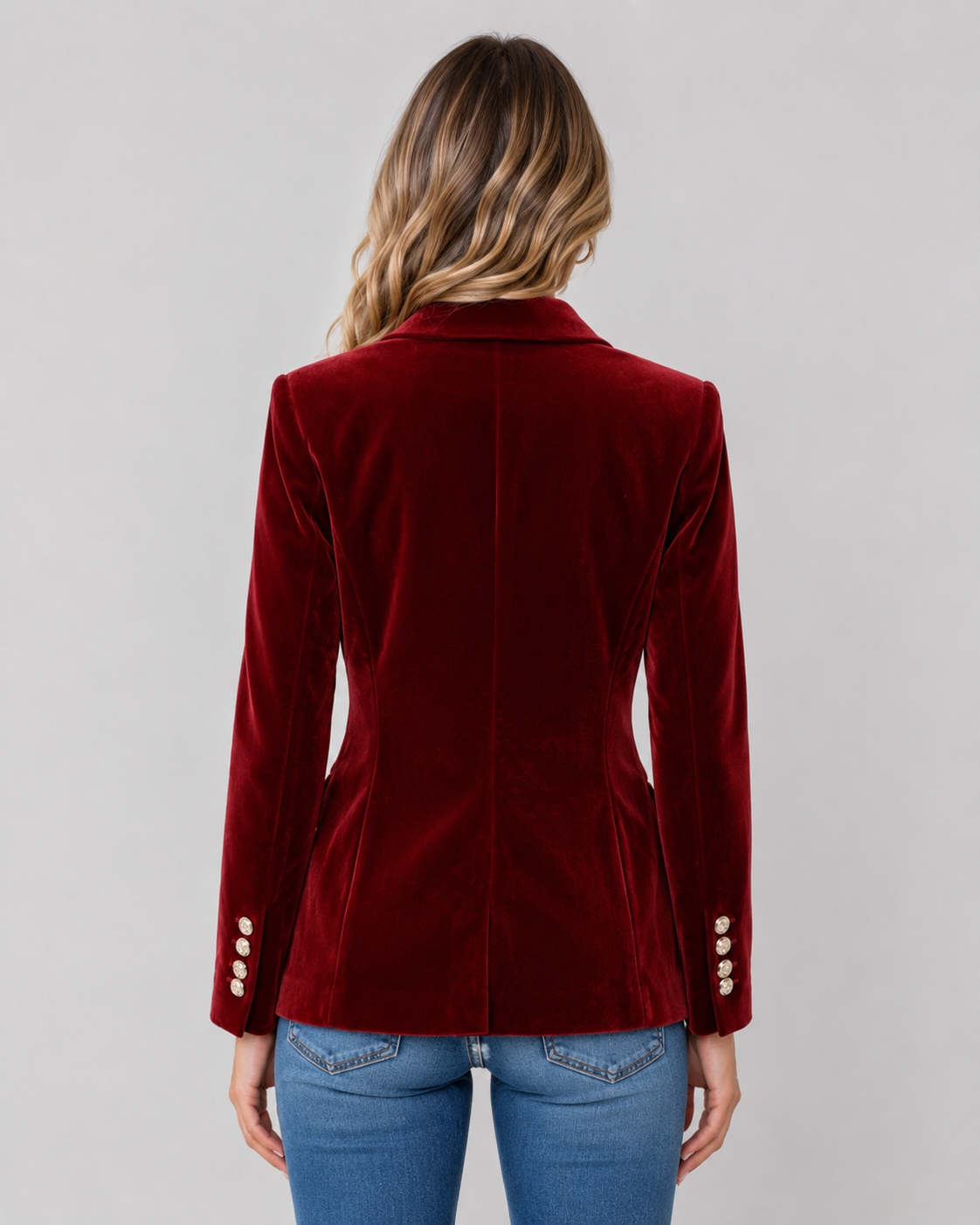 Lila | Tailored Single Button Velvet Blazer
